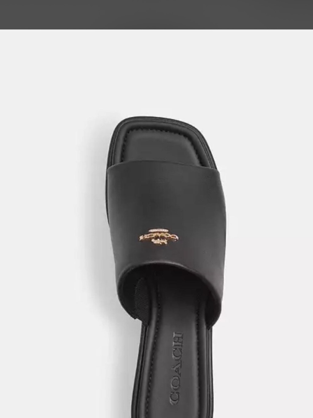 Coach Black Slide Mule with Gold Logo Accent